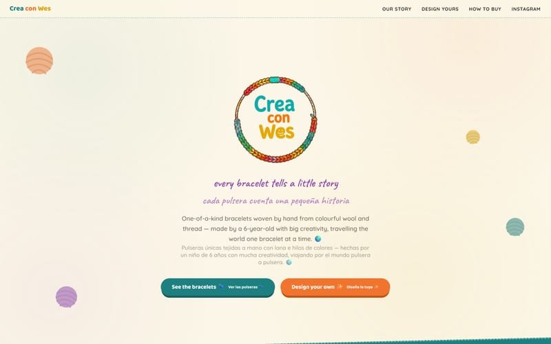 Crea con Wes website homepage