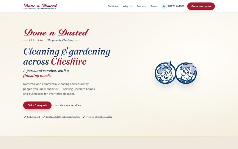 Done n Dusted website homepage